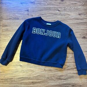 GB Girls Navy Sweatshirt with 'BONJOUR' Design